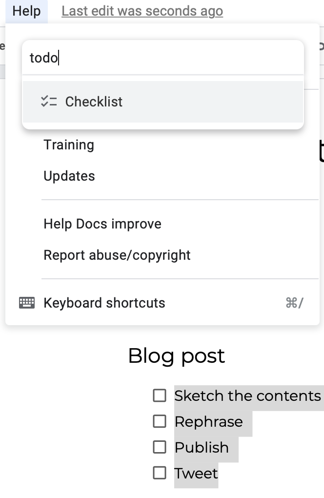 Checklist commands